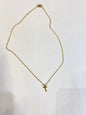 Gold Colour Stainless Steel Jewel Cross Unisex Necklace 199902