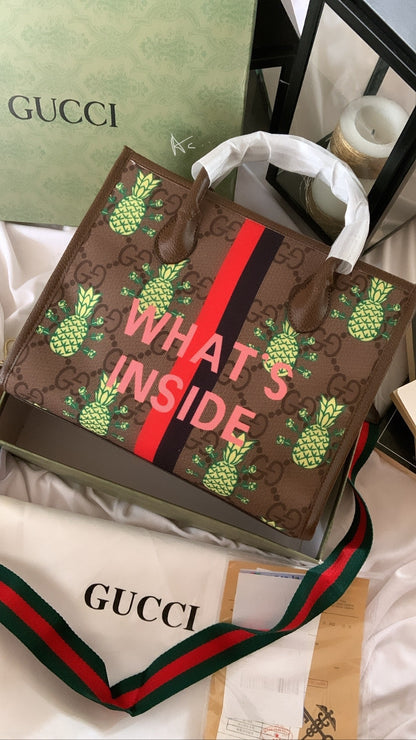 CUG Green Colour With Pineapple Print CUG Tote Bag Unisex Bag 939603