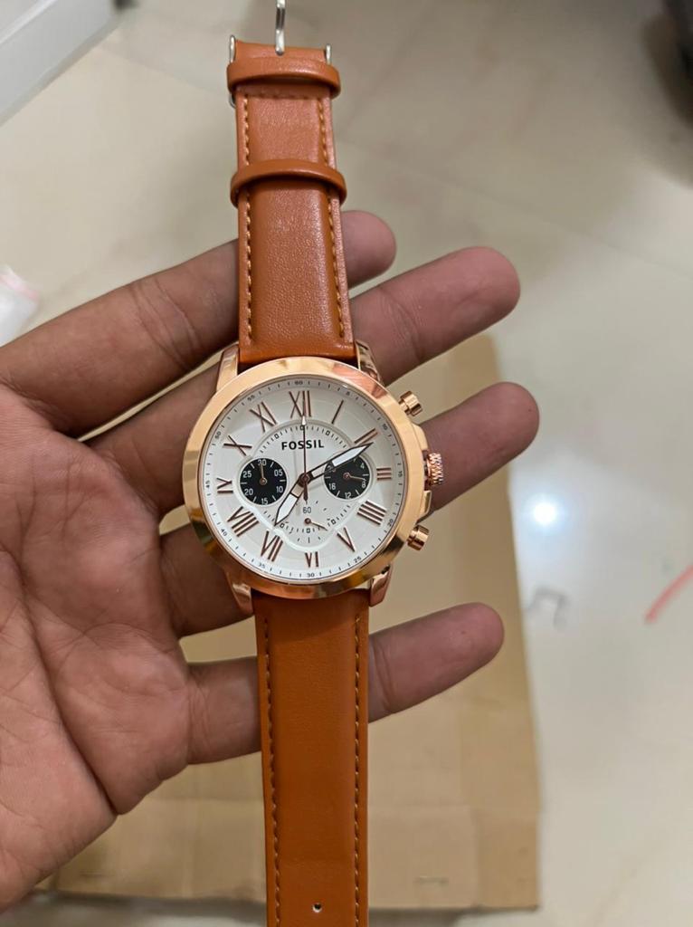 Sof Brown Strap White Dial Chrono Watch For Men 901183