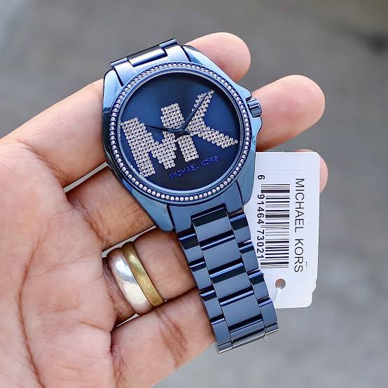 KM Blue Chain Blue Dial Studded Ladies Watch 493118