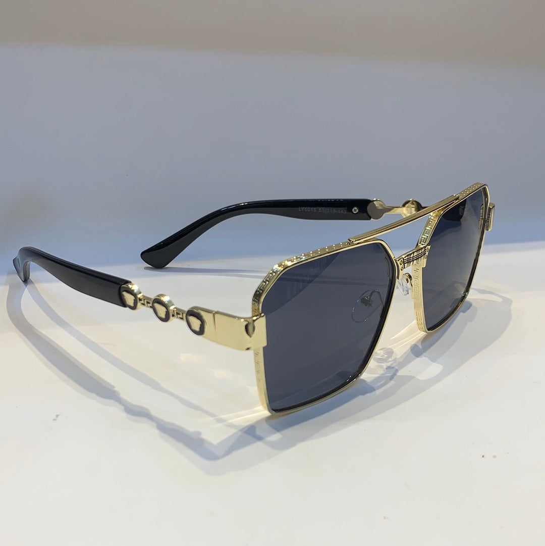 Rev Golden Frame Black Shade Unisex Sunglass LY6015 53 18-143