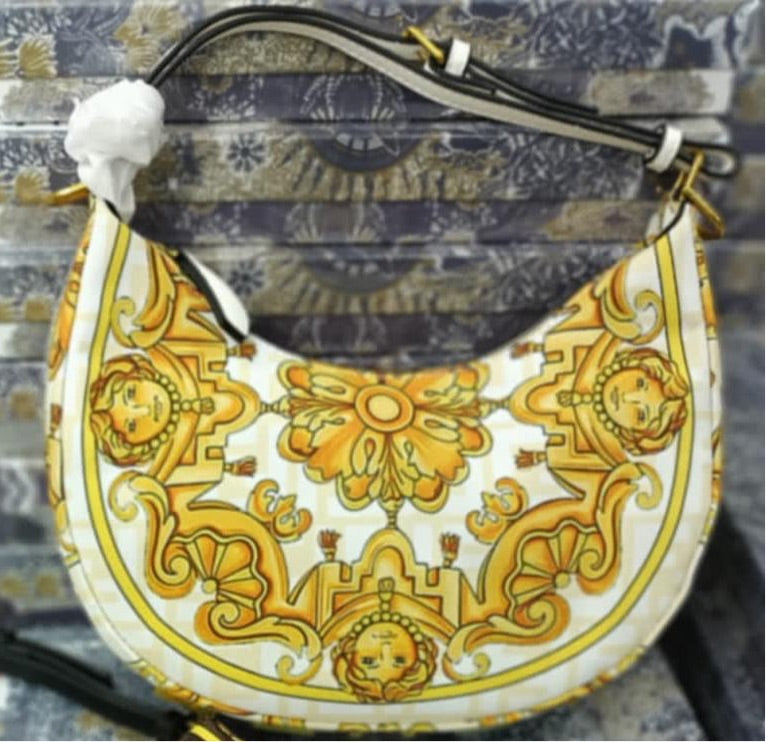 NEF White Yellow Colour With Half Moon Bag Underarm Bag The Logo Metal Design Ladies Hand Bag 86544784
