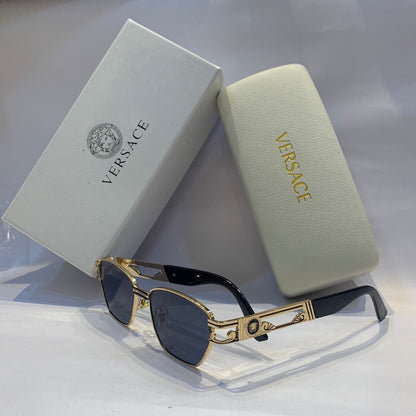 Ver rev Glossy gold Frame blue Shade Unisex Sunglass