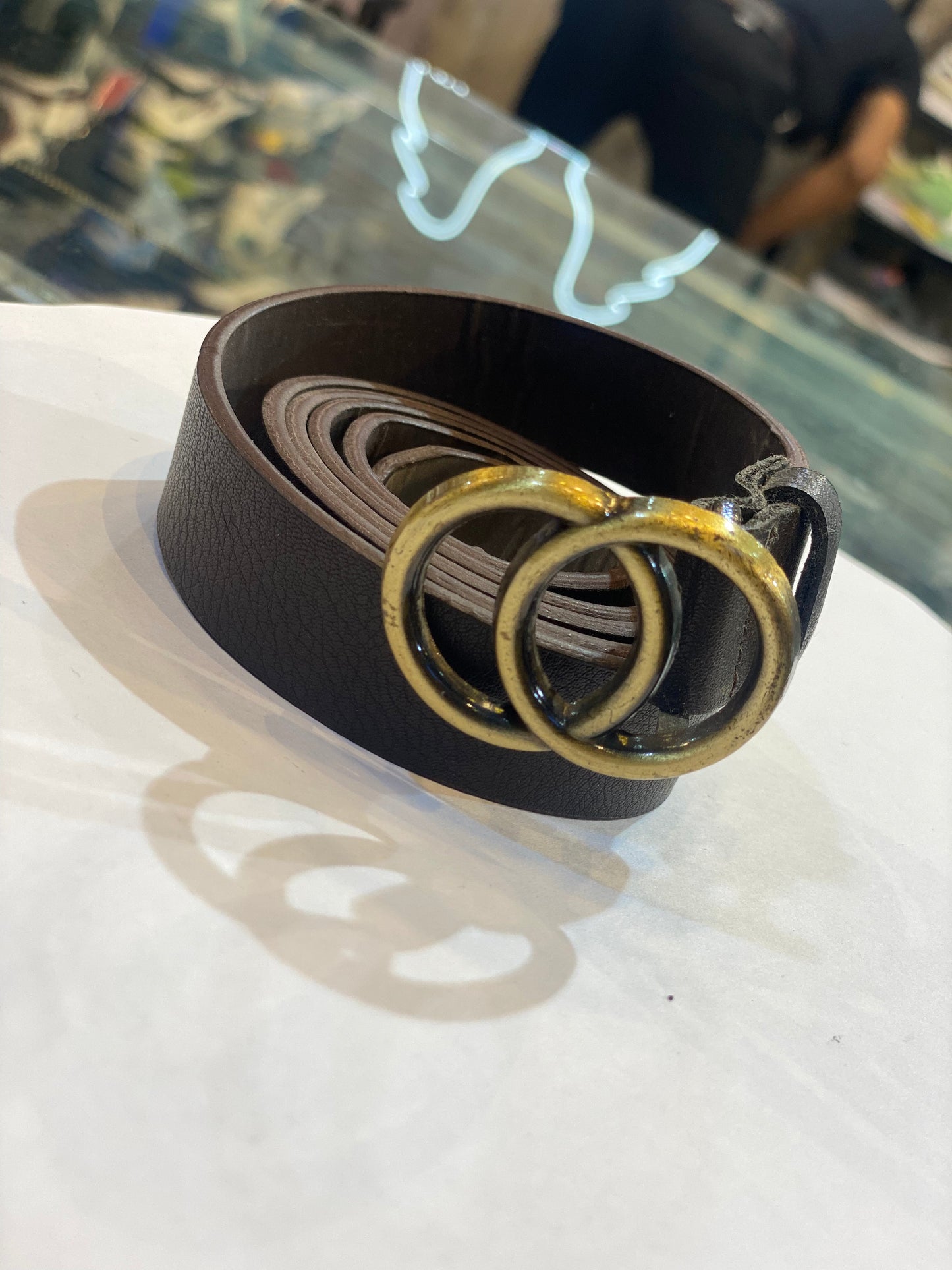 Brown Belt With Gold Buckle Ladies belt 12129