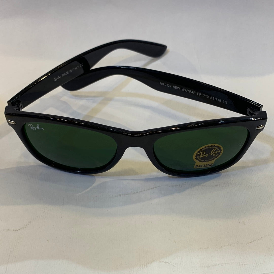 YAR RB Glossy Black Frame Green Shade Unisex Sunglasses RB2132 710 55 18 3N