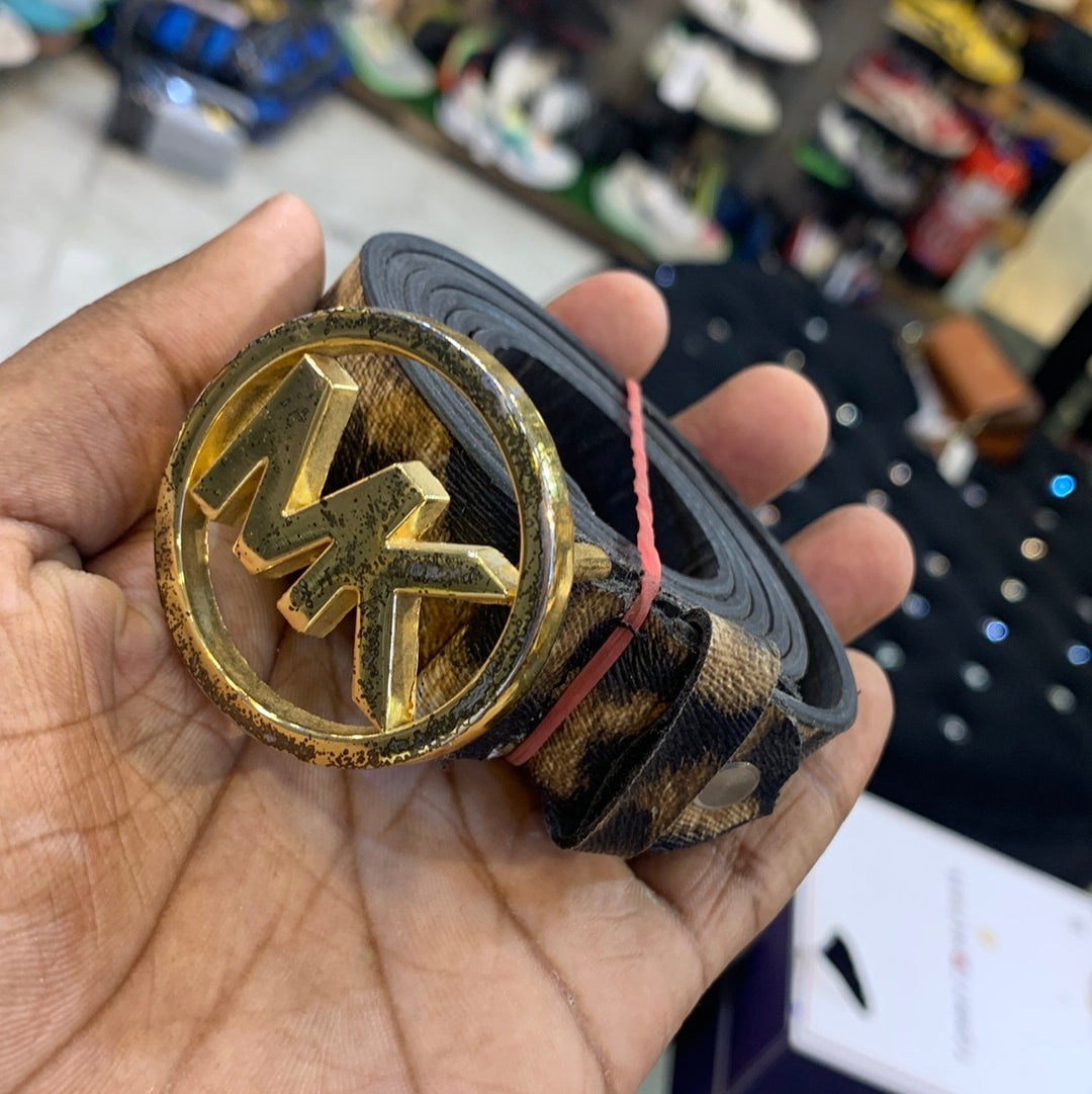 KM CIM Leopard Belt With Gold Buckle Ladies belt 12154