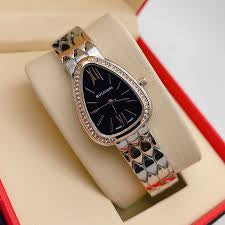 LVB Sliver Cooper Chain Black Dial With Diamond Stud Ladies Watch 402008