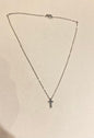 Sliver Colour Stainless Steel Jewel Cross Slim Unisex Necklace 199901