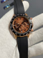 LOR Black Silicon Strap Copper Ring Brown Dial Black Ring Automatic Men Watch 901270
