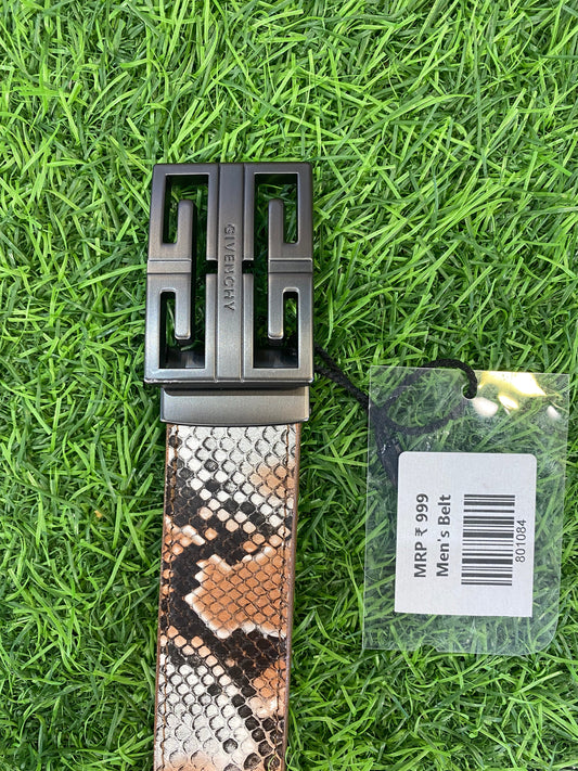 VIG Grey Colour Buckle Snake Print Genuine Leather Men’s Belt 801084