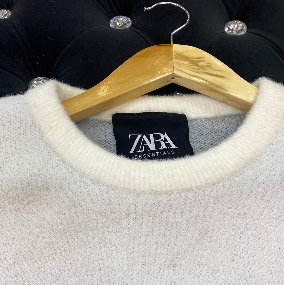 White ZR Soft Square Design Sweater for Men Unisex 9110