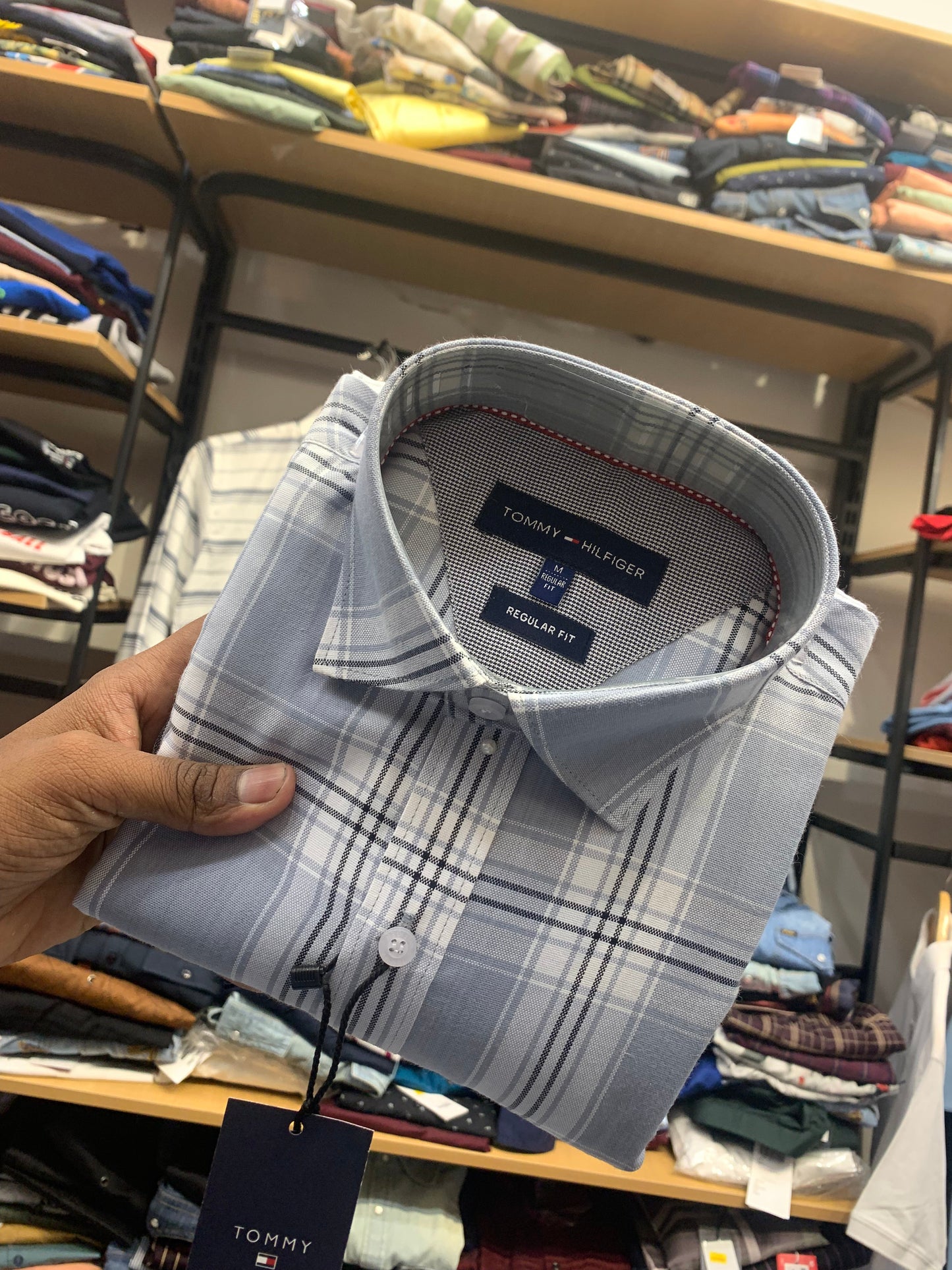 Mot Tom White Grey Check Casual Mens Shirt 1105028