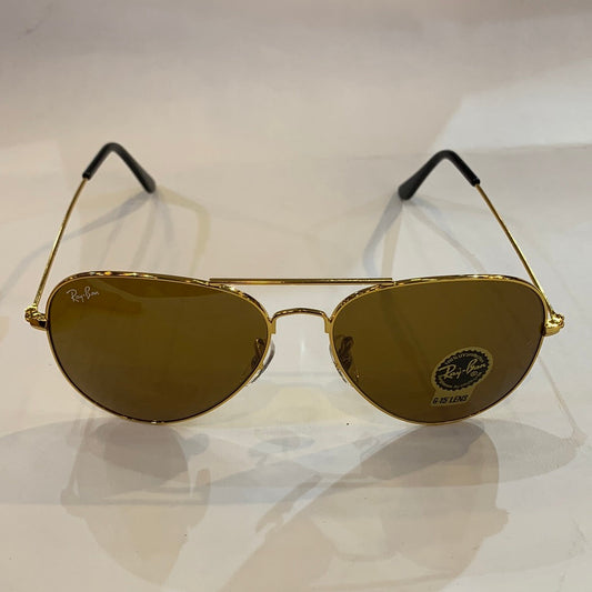 YAR RB Gold Frame Brown Shade Unisex Aviator Sunglass RB 3026 62 14-135