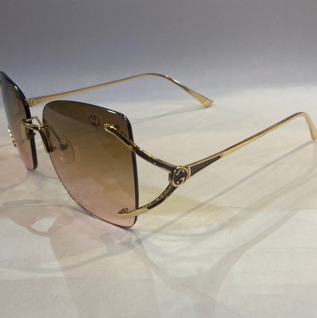 CUG Frameless Golden Stick Brown Pink Shade Sunglass G611 58 15-140