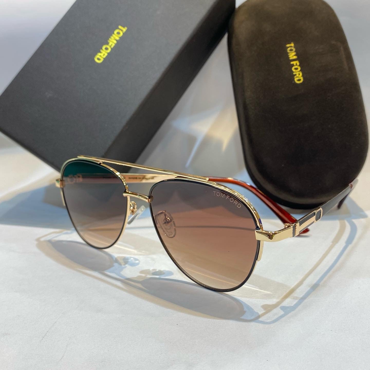 MOT Gold Frame Brown  Shade Unisex Branded Sunglasses