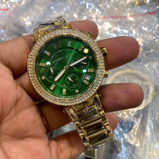 Cim Gold Chain green Dial Ladies  Watch 400404