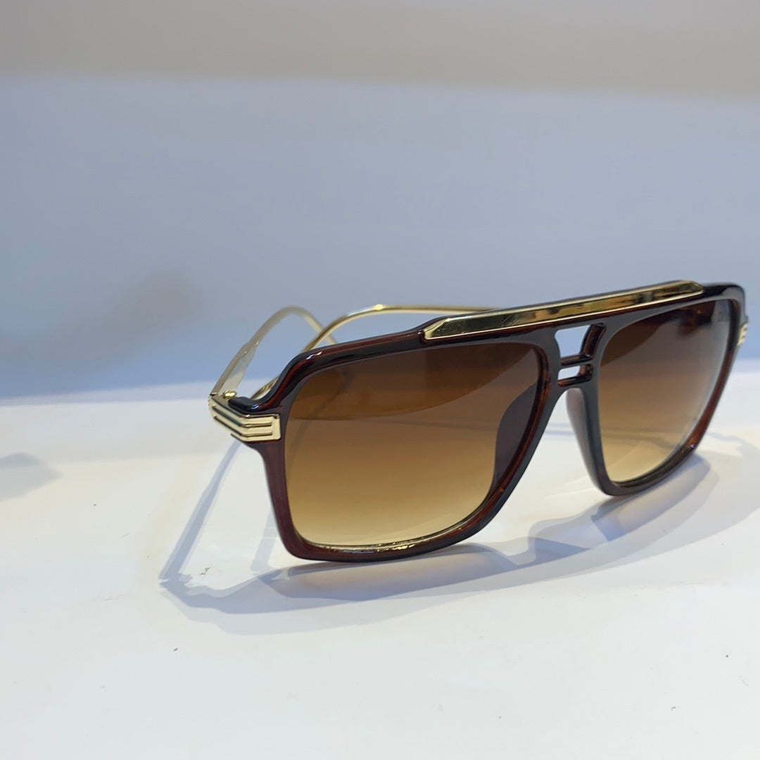 TID Brown Golden Frame Yellow Shade Unisex Sunglass