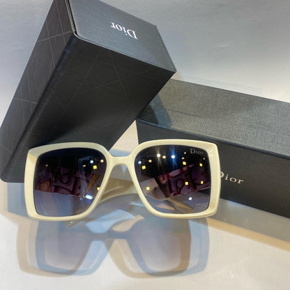 OID White Cream  Frame Black Shade Unisex Branded Sunglasses 2049 C1 50 18-140
