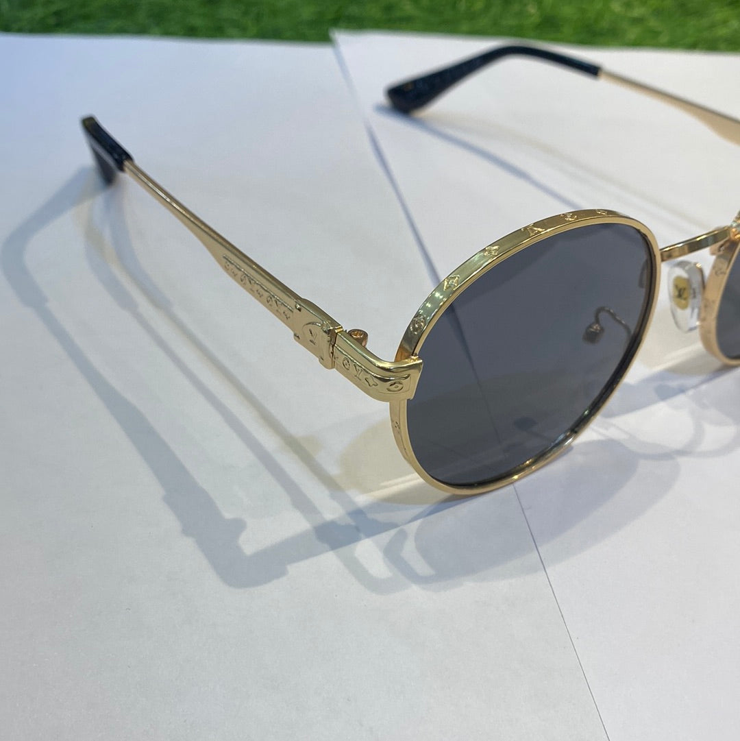 Gold Frame Printed Branded Luxury Sunglasses LV1123 C3 57 15-140