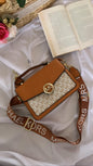 KM CIM Tan Colour With Monogram Flap Lock Ladies Hand Bag 886602