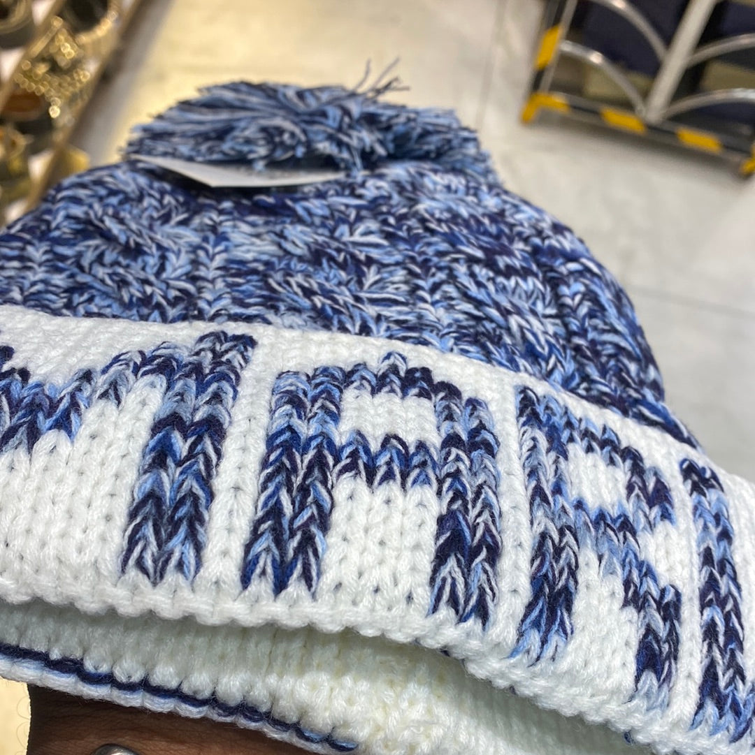 Blue White Colour Bobble Hat And Woolly Hat Bobble Pumpum Unisex Cap Hats 9332