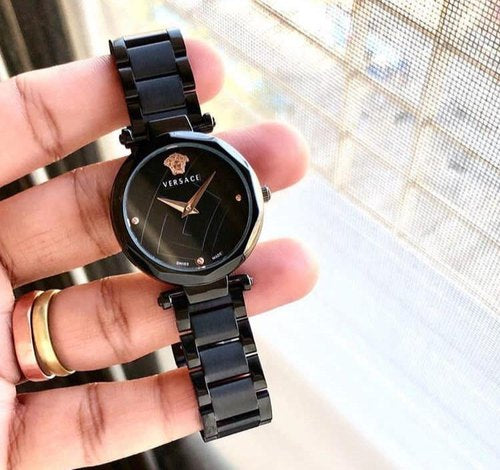 Black Chain Black Dial Ladies Watch