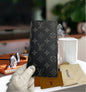 Branded Luxury Italian Leather Long  Wallet Model Black Flower 62665001