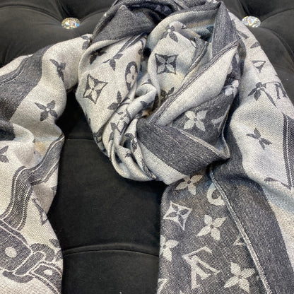 VL Lou Uol Grey Black Colour VL Print Heavy Quality Muffler  9367