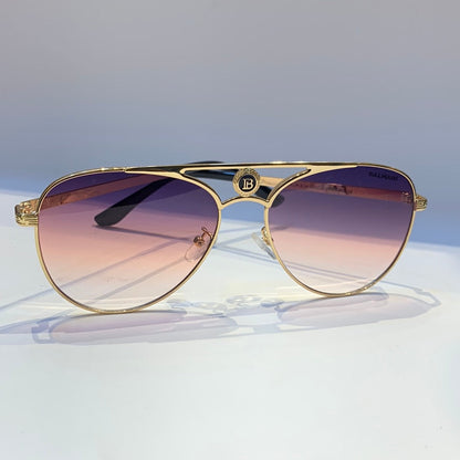 Lab Bal Golden Frame Purple Shade Sunglass B85-72 57 12-142
