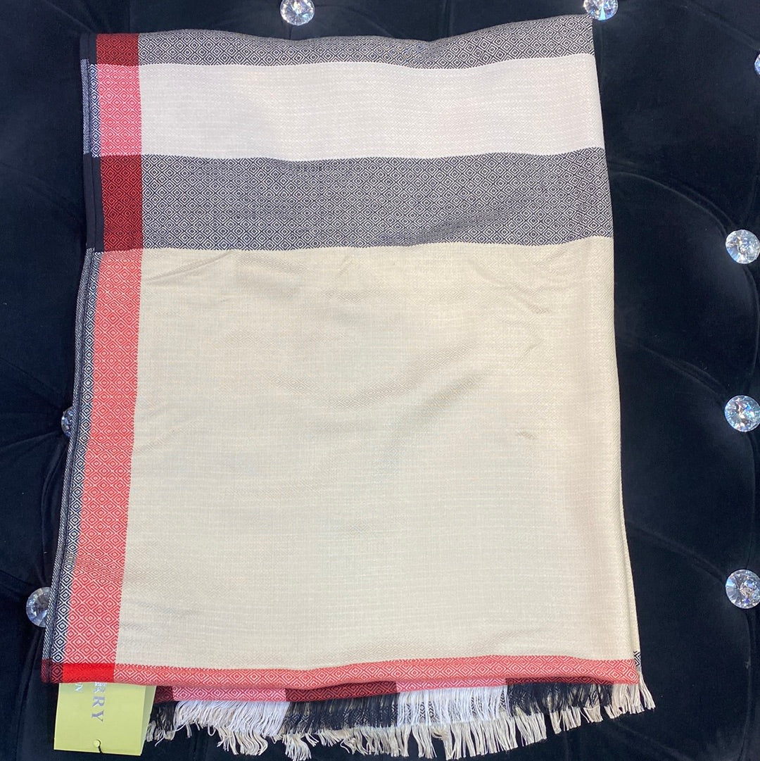 RUB Cream Black White Red Colour RUB Bur Print Heavy Quality Muffler  9347