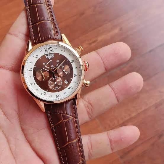 GAT Brown Leather Strap Brown Dial Chrono Men Watch