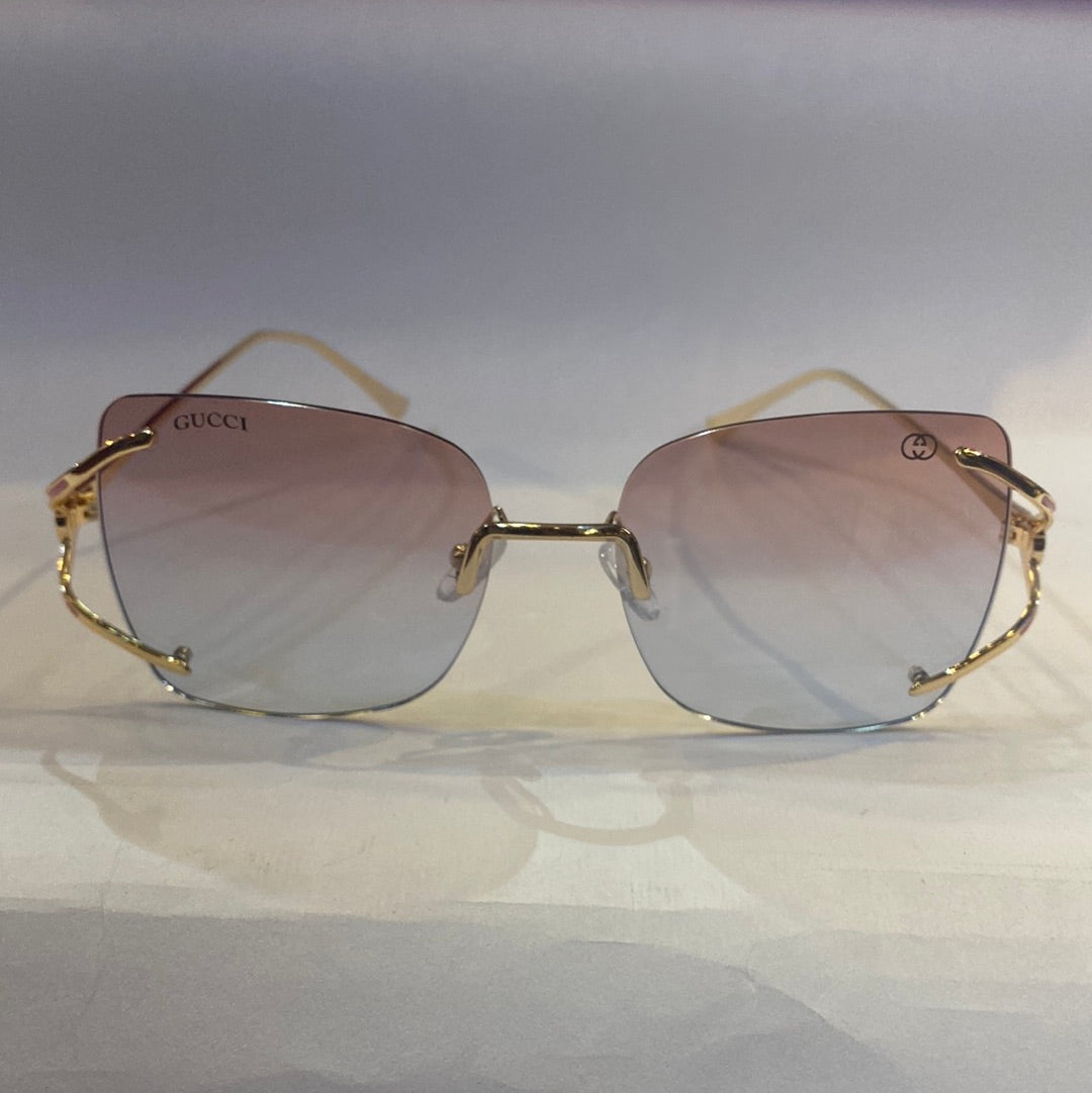 CUG Frameless Golden Stick Pink Blue Shade Sunglass G611 58 15-140
