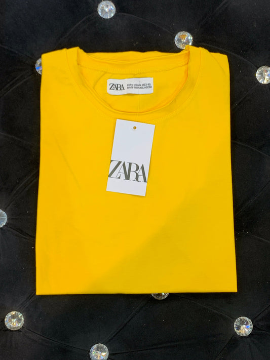 RAZ Yellow Colour Lycra Cotton Plain TShirt 4262708