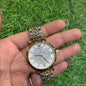 Mra Silver Gold Chain White Dial Ladies Watch