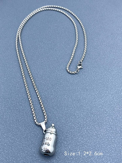 Sliver Baby Bottle Pendant Necklace Chain 50262