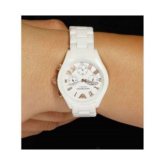 Mra White Ceramic Chrono Watch For Ladies