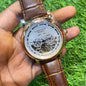 Men’s Brown Leather Strap Golden Dial  Automatic Watch