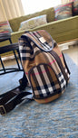 Brown White Cream Check Backpack for Unisex / Boys / Girls 410005
