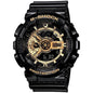 HSG Glossy Black Strap Golden Dial Water Resistant Sports Watch 600114