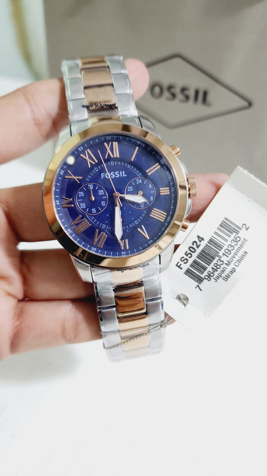 Sof Silver Copper Chain Blue Dial chronograph Man Watch 500951