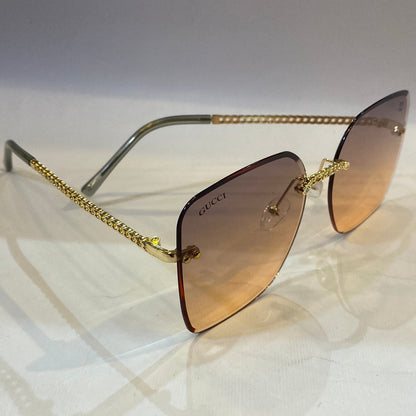 CUG Frameless Golden Stick Orange Shade Sunglass 68122 61 17-145