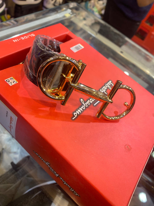 Ref Black Colour Rose Gold Colour Buckle Men Belt 12125