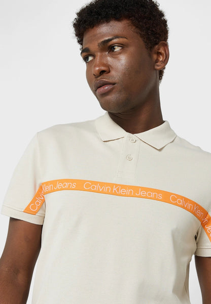 KC LAC White Colour With Big Orange Stripes Store Article Collar Tshirt 788504