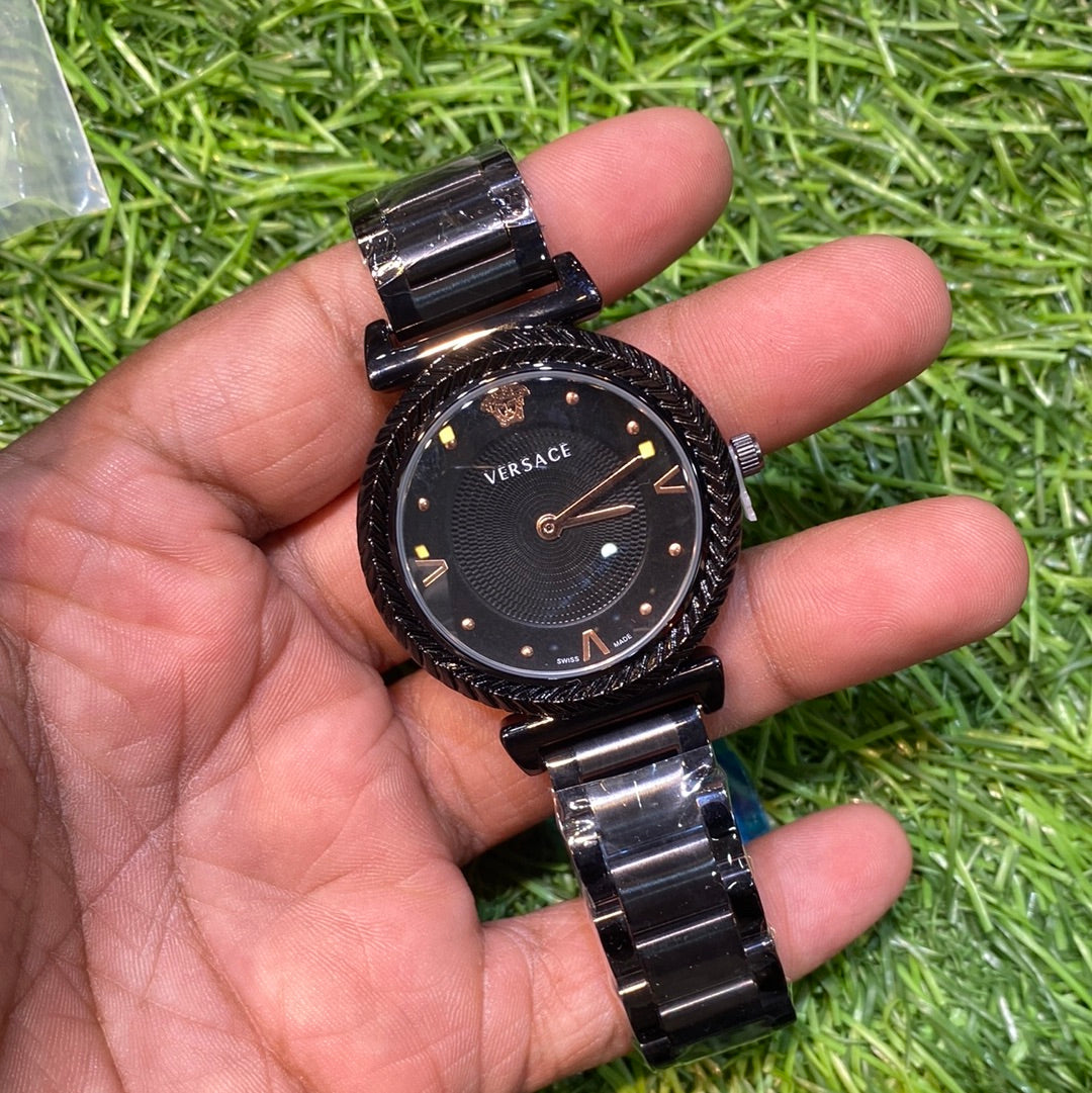 Black Chain Black Ring Black Dial Ladies Watch   401307