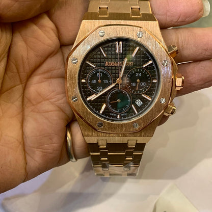 DUA Copper Chain Black Dial Premium Quality Chronograph Working Men Watch 901072