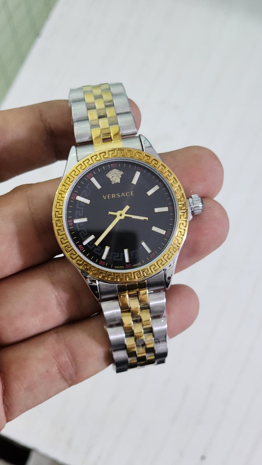Rev Silver Gold Chain Black Dial Ladies Watch 901320