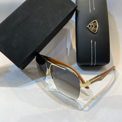 Gold Frame Brown Woody Stick Green Shade Unisex Branded Sunglasses BS879 57 19-141