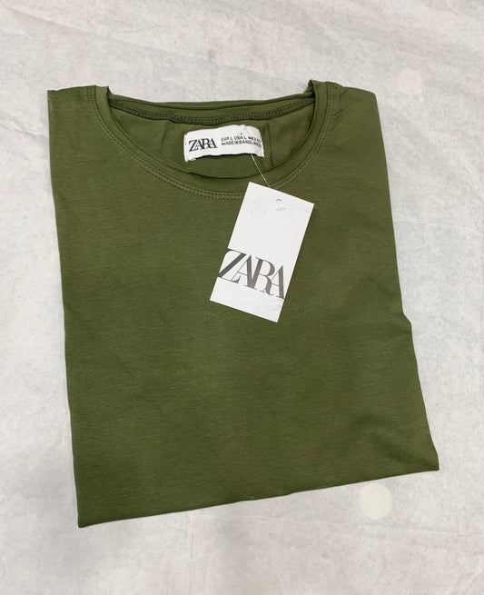 Zr Olive Green Color Plain Half Sleeve tshirt 18877