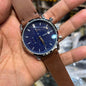 Blue Dial Brown Strap Chrono Watch For Men 400104