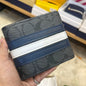 Aoc Branded Luxury Black Grey Genuine Leather Wallet Model Silk Blue White Strip 60223012